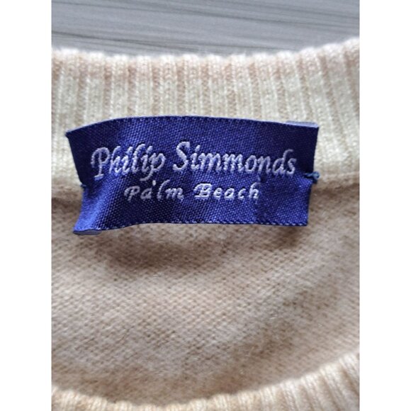 Philip Simmonds Men's Beige Cable Knit Cashmere Sweater Large Crewneck Luxury - Picture 2 of 11